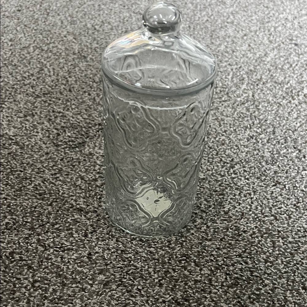 Like New beautiful Cost Plus World Market Clear Textured Glass Storage Jar